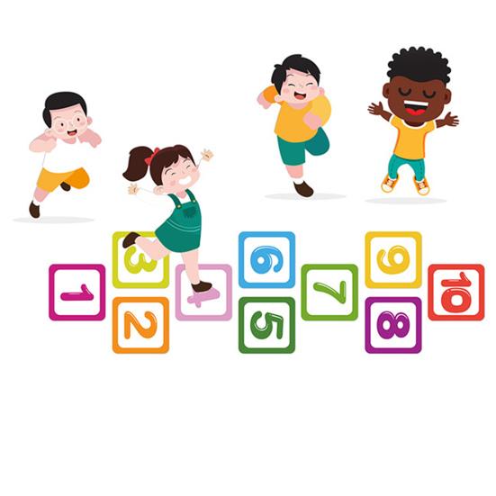 10Pcs/Set Floor Stickers Self-adhesive Cartoon Print No Residue Lattice Number Game Wall Sticker for Children's Room