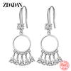 925 Sterling Silver Round Tassel Drop Earrings for Women Charm Jewelry Party Gift