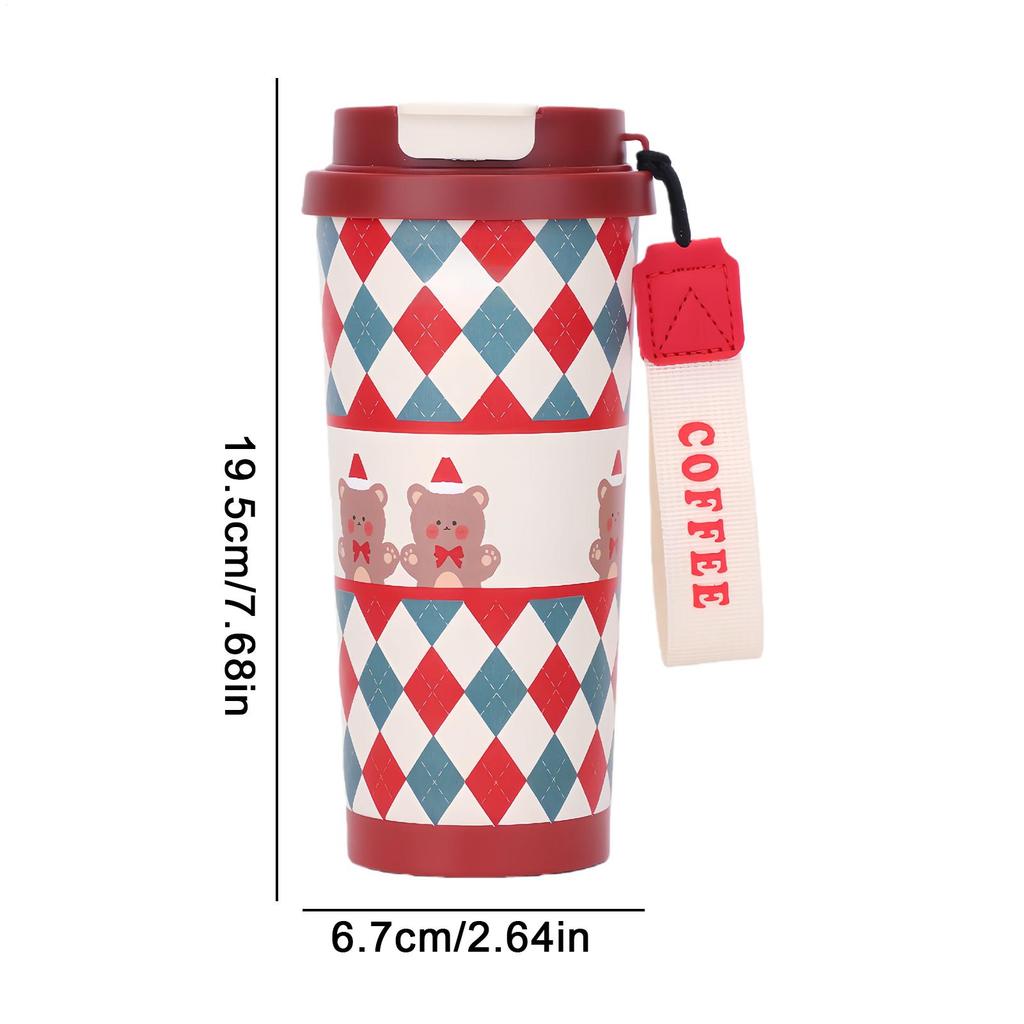 Christmas Stainless Steel Insulated Cup Double-layer Water Mug With Lid And Straw For Office Students Travelers Outdoor