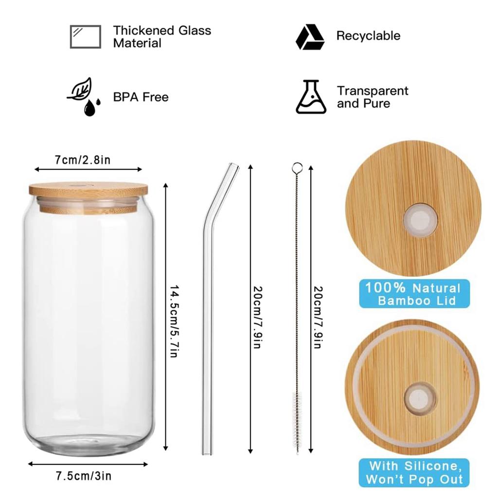 550ml/400ml Glass Cup with Lid and Straw Transparent Reusable Coke Cup Juice Glass Beer Can Milk Mocha Cups Mug Drinkware