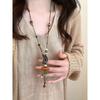 Crescent Smiling Face Wooden Ceramic Braided Rope Necklace Female Retro Ethnic Style Long Sweater Chain New Chinese Style Ornament