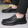 Summer Hollow Leather Shoes Men's Breathable Business Casual Leather Sandals One Pedal Soft-soled Middle-aged Men's Dad Shoes