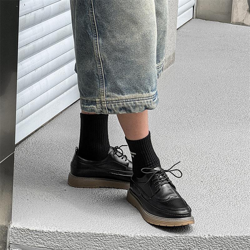 Fashion Brogue Men's Leather Shoes Fashion Designer Style Office and Leisure Business Black Shoes OUTDOOR Plus Size Young Versatile