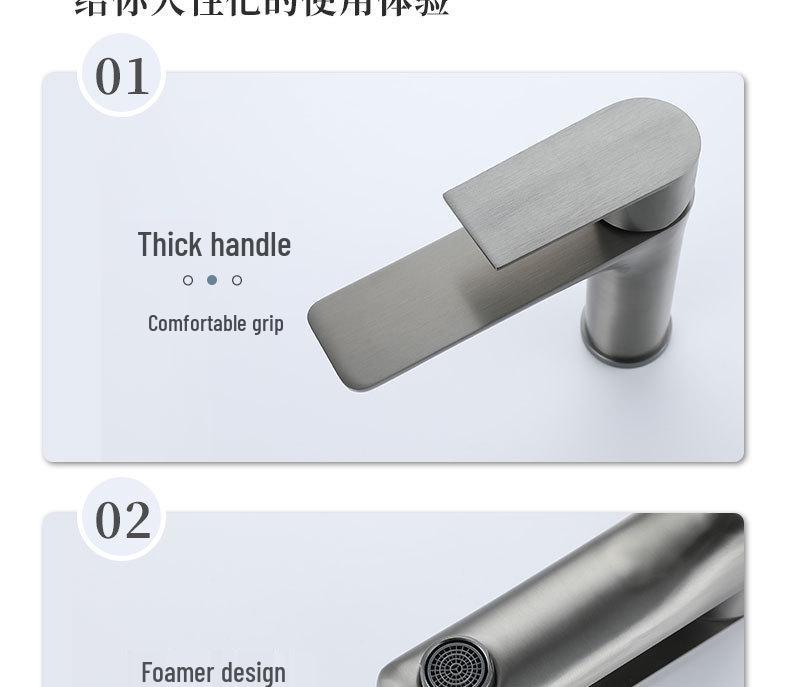 Brushed Stainless Steel Single Cold Water Washbasin Faucet for Flat or Countertop Basin 