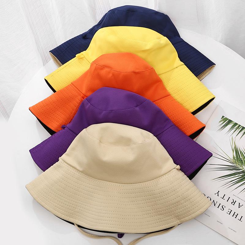 Simple Bucket Hat Women's Solid Color Double-sided Big-brimmed Sun Hat Tide Outdoor Sun Hat Foldable Basin Hat