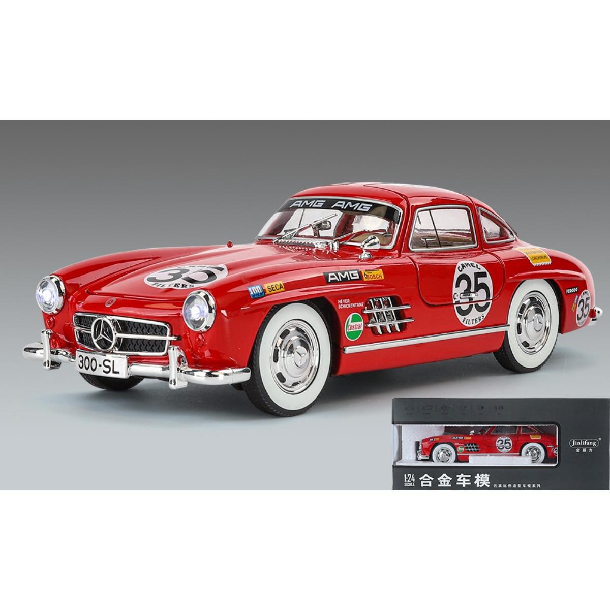 1/24 Benz 300SL Track Version Alloy Sports Car Model Diecast Metal Racing Vehicles Car Model Sound and Light Children Toy Gift 1/24-Size:20.9*8.3*6cm красный
