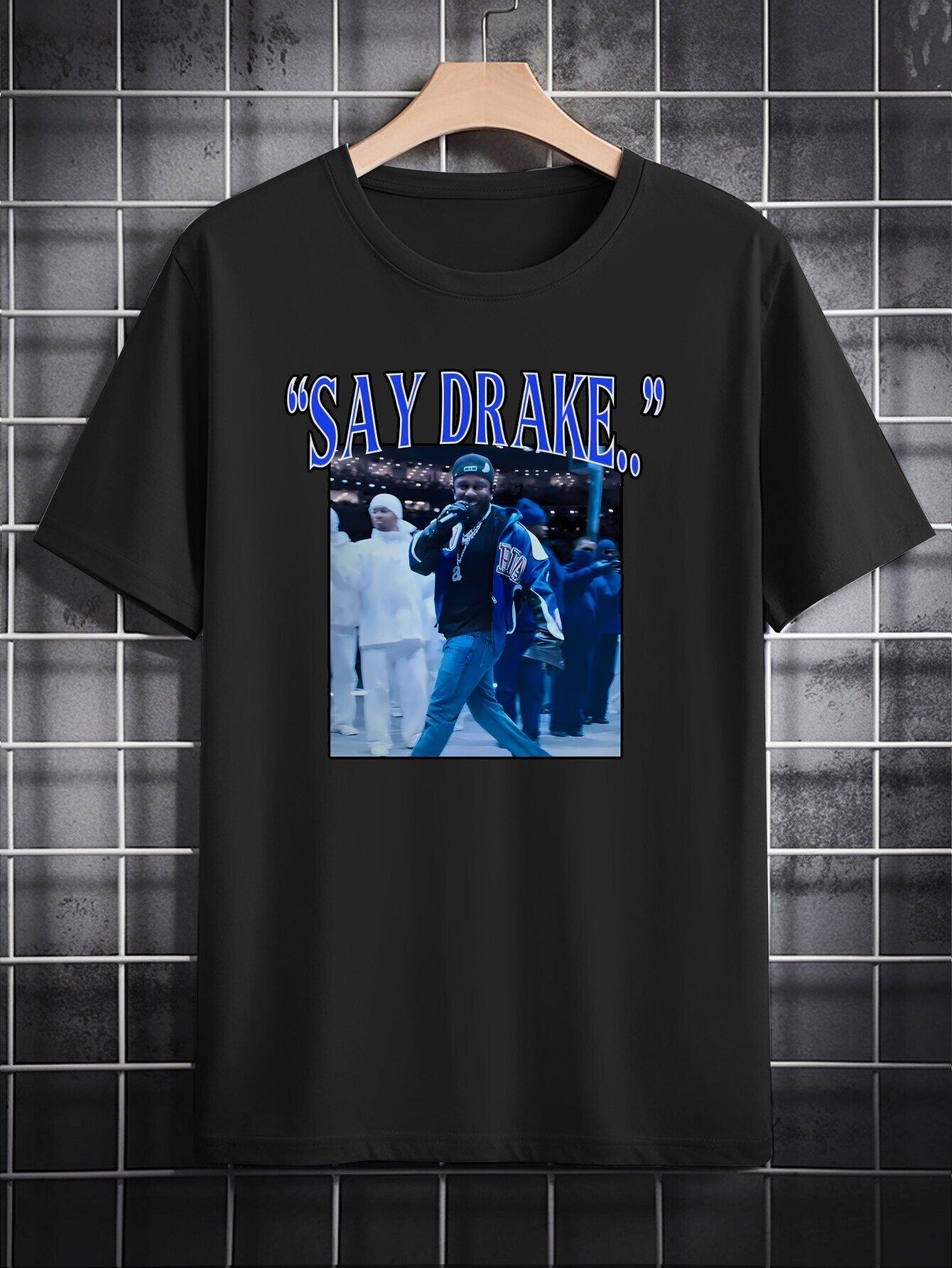 Casual Crew Neck T-shirt - SAY DRAKE Graphic Print XXXL