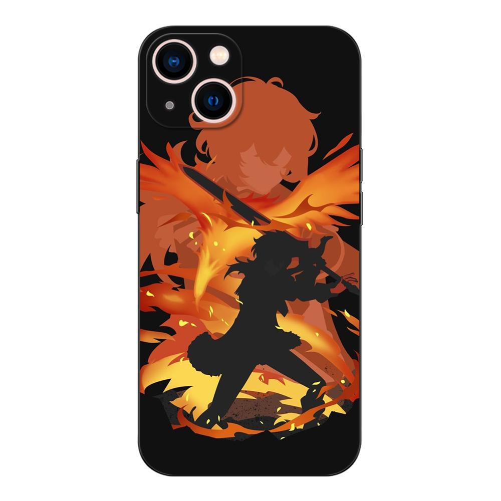 Black Tpu Case For Vivo Y30 Y30G Y31 Y53S Y33 Y33S Y33T Y67 Y51 Y51S Y51A 2021 2022 2020 4G 5G Genshin Impact Anime