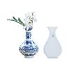 Zen Blue & White Wall-Mounted Porcelain Flower Vase - Ceramic Ornament