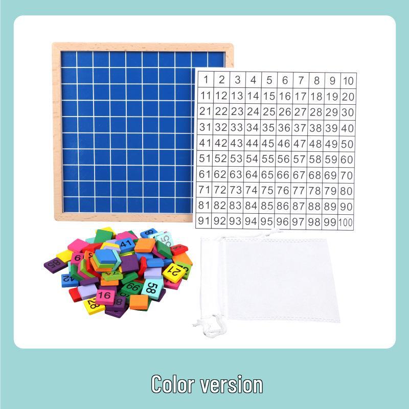Dřevěná deska s číselnou řadou 1-100: Vzdělávací hračka pro mateřskou školu a rané vzdělávání