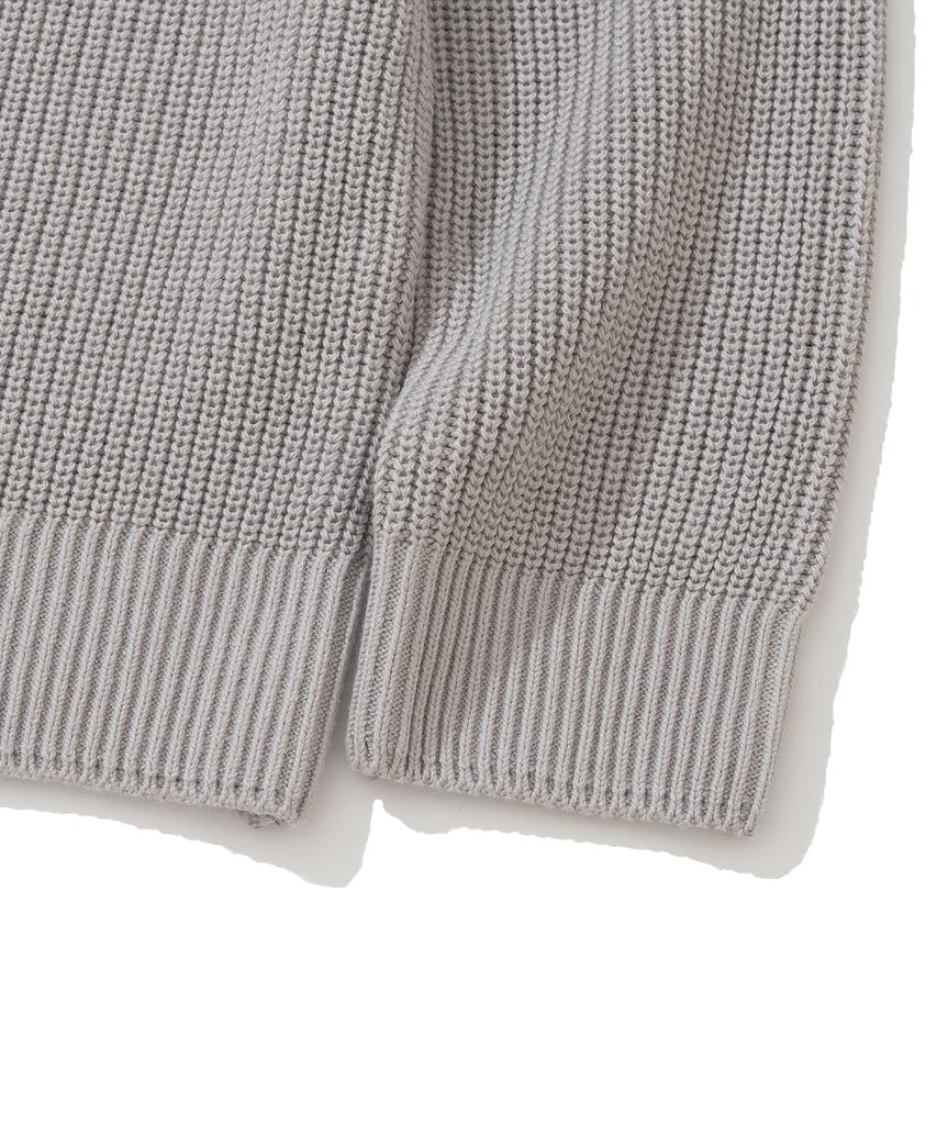 Knitted [Knitted X Fashion Planet] Cotton Waffle Round Cardigan Grey