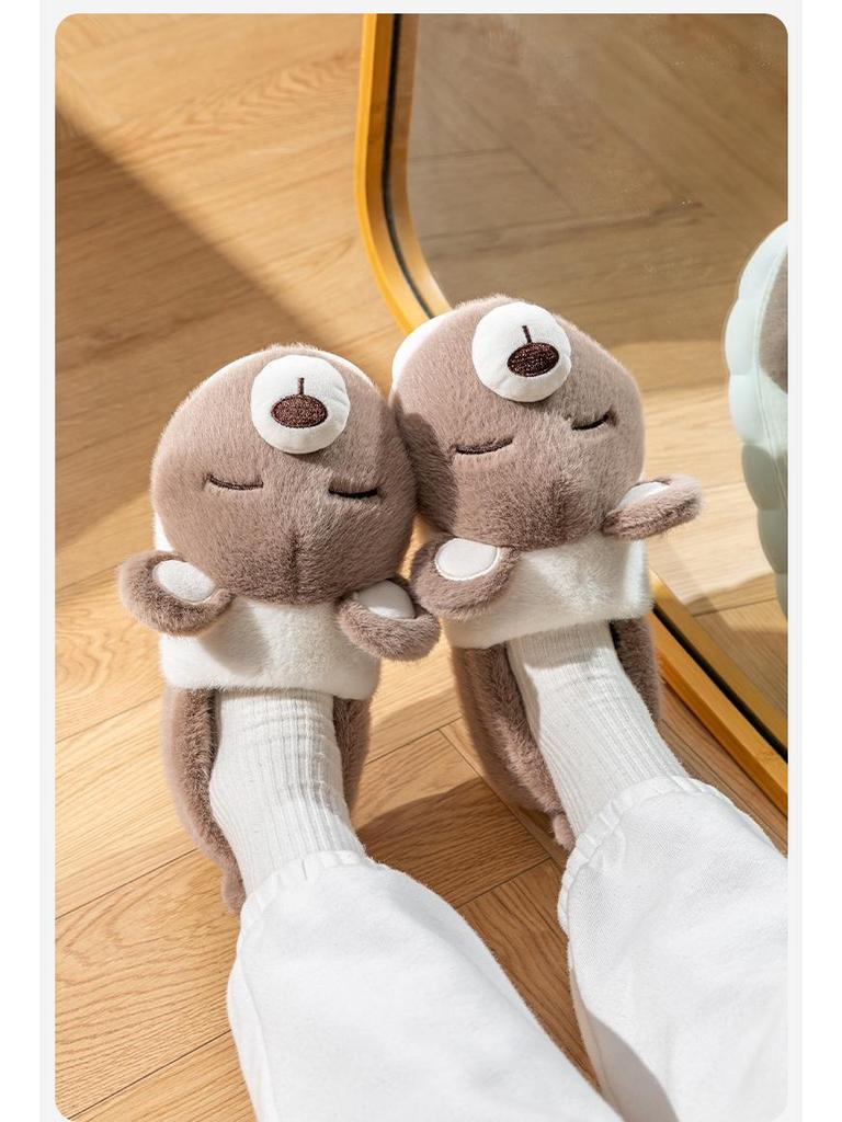 Men's and Women's Winter 2024 Thick-Soled Plush Cotton Slippers - Furry, Cozy, Postpartum Warm Shoes
