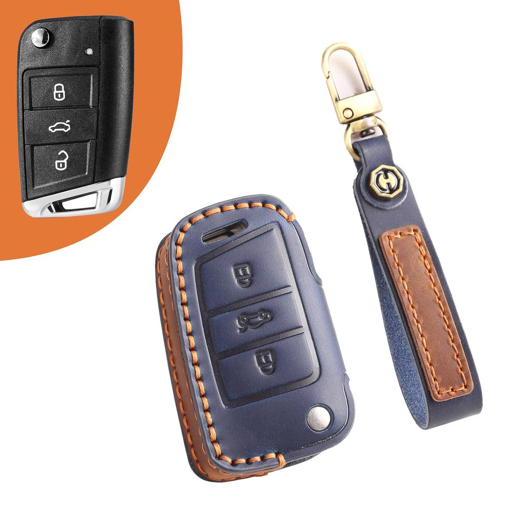 Volkswagen Key Cover: Leather Folding Case for Tiguan, Lavida, Sagitar, Bora (2017)