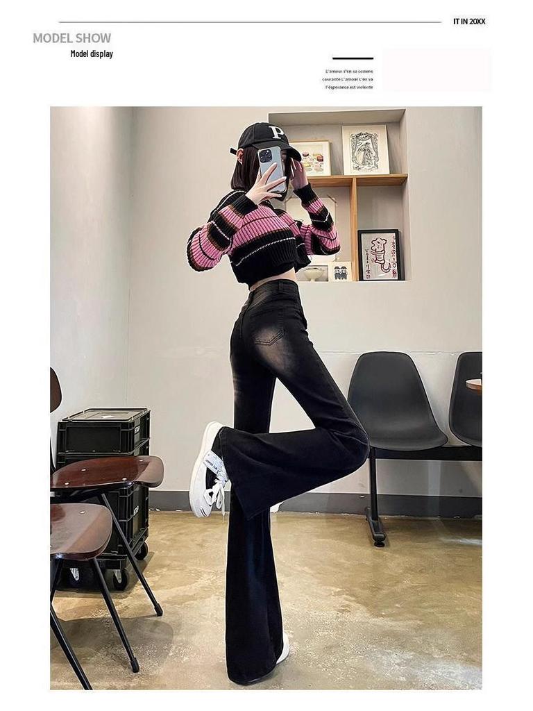 Women's High Waist Micro Flare Stretch Jeans - Slimming Petite Spring Style