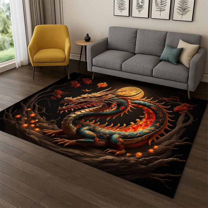 Tappeto Cartoon Drago Cinese Onirico Loong per Camera da Letto Soggiorno Divano Sala Giochi Zerbino Decorazioni per la Casa, Tappeto Area Bambini Antiscivolo