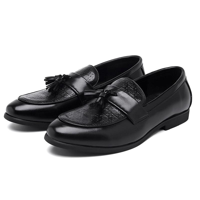 Men's loafers large size new leather shoes fashionable British men's business fringed leather shoes one pedal leather shoes