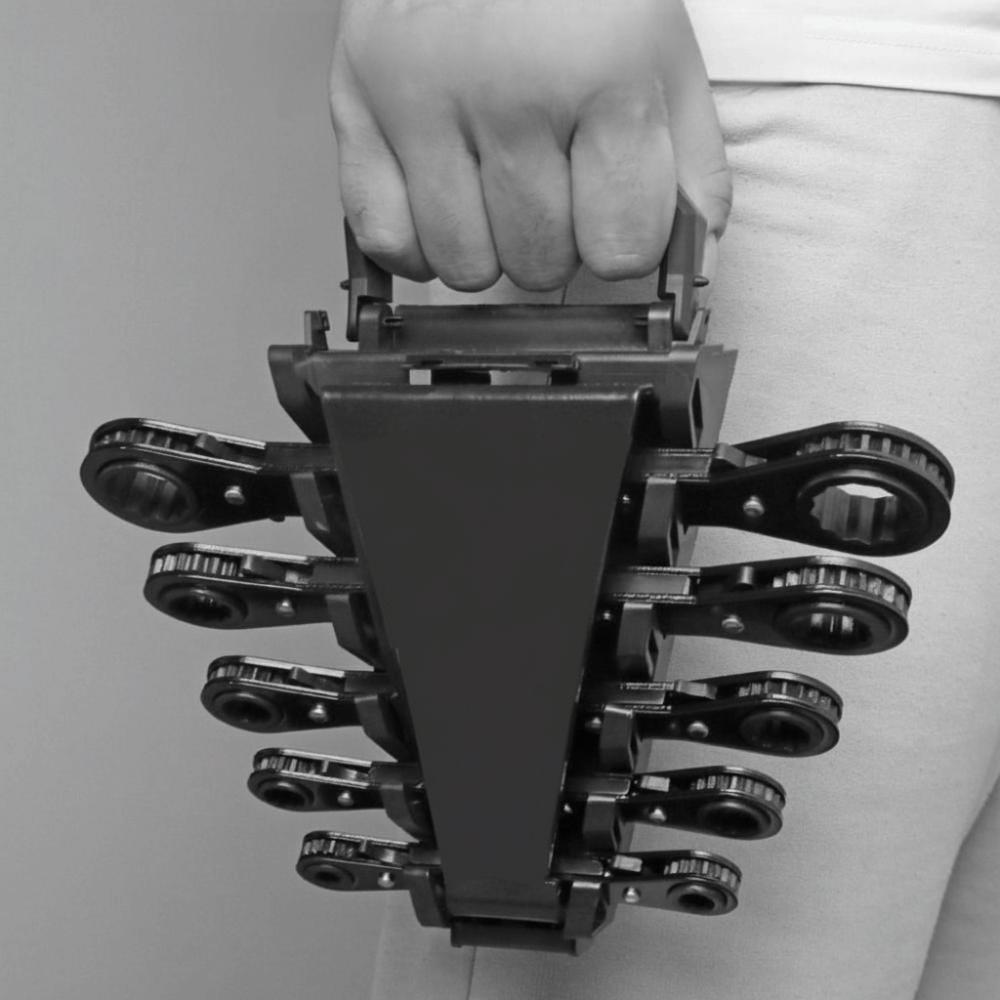 Fully Polished Ratchet Wrench Durable Construction Metric Sizes Double Head Wrench Reversible Mechanism Flat Design