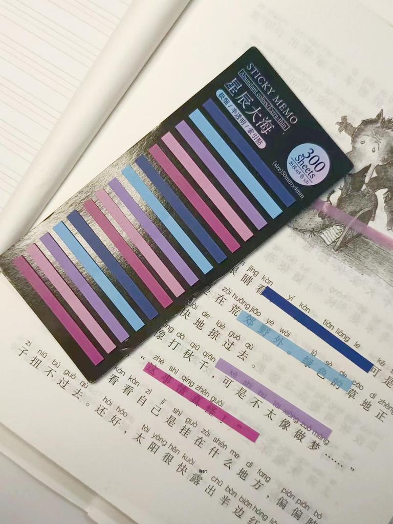 Ultra-Thin Transparent Sticky Notes, Fluorescent Style - 300 Index Marking Stickers for Students