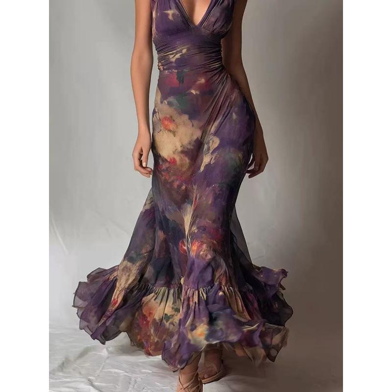 Europe, America and 2026 Women's Spring and Autumn New Boat Collar Long Waist Dress, Thin Long Sleeves and Big Pendulum Temperament Long Dress