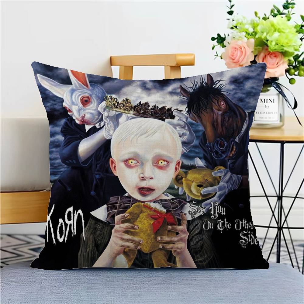

Rock Band Korn Untitled Deluxe Stitch Lucky Dragon Pillow Cover Sofa Cushion Cover Home Room Decoration Children Gift 12x12Inch