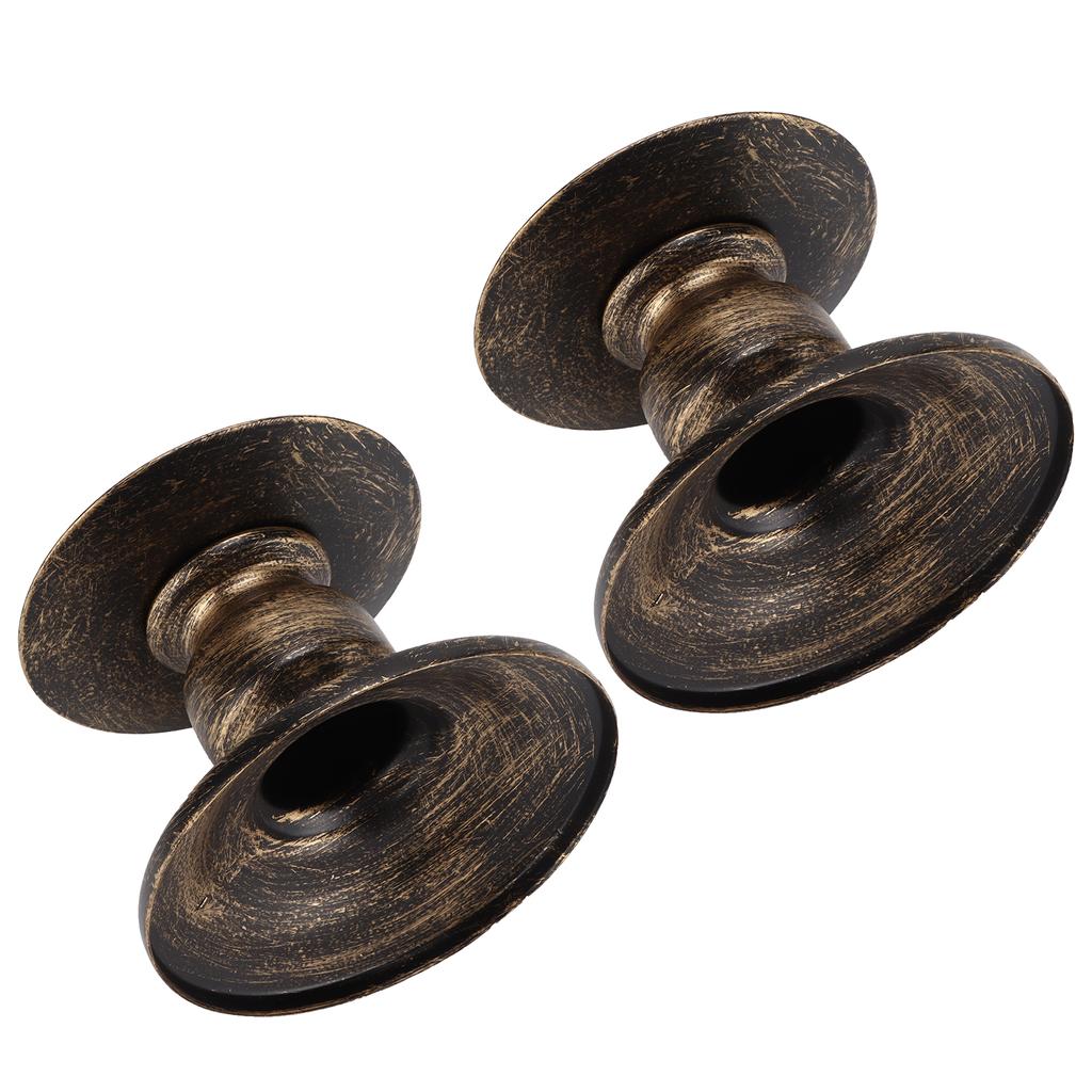 2Pcs Candle Holders Iron Pillar Retro Simplistic Sturdy Durable Candle Pedestal for Wedding Party