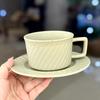 High-looking Retro Stoneware Coffee Cup with Saucer Design Twill Shape Office Afternoon Tea Cup and Saucer Set