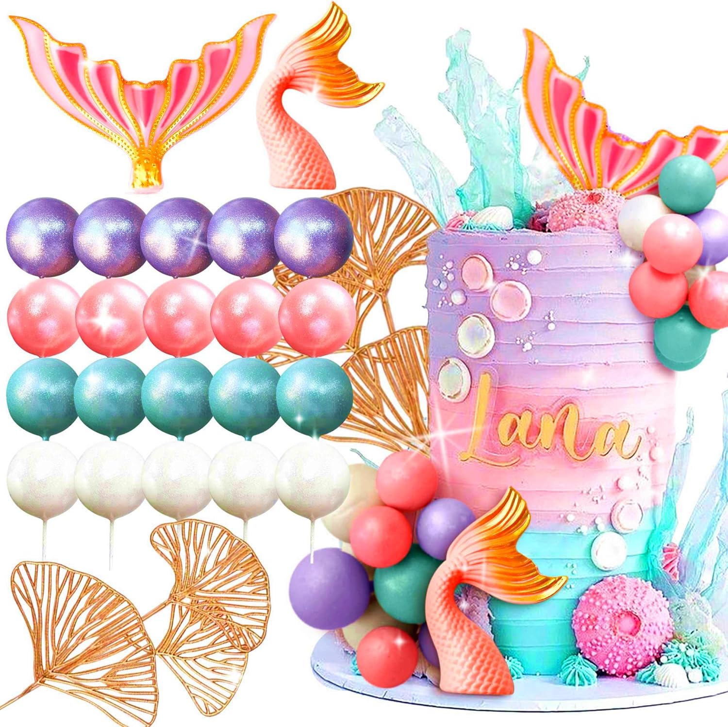 

Mermaid Tail Cake Topper Under the Sea Cake Decoration Balls Cake Topper Mermaid Tail Cake Topper Mermaid Party Supplies