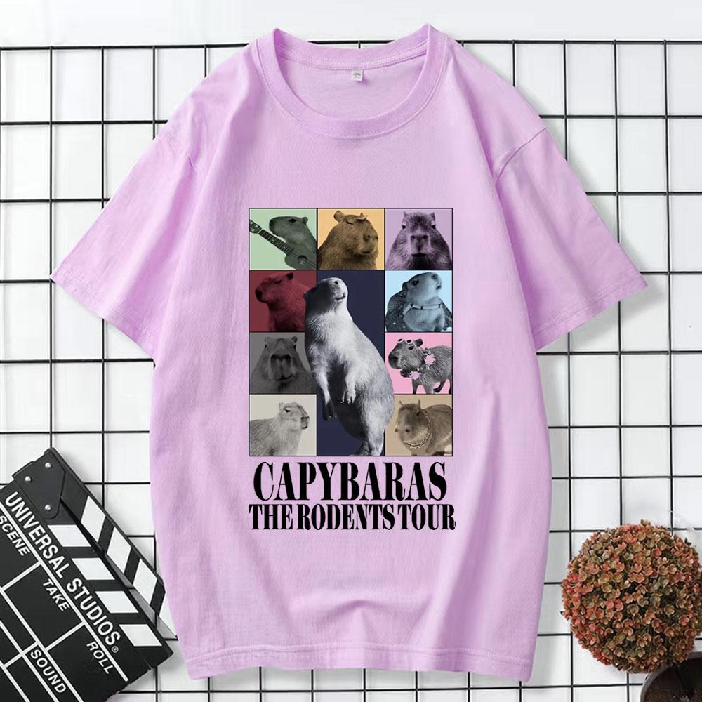 Funny Capybara The Rodents Eras Tour Meme Graphic T Shirt Summer Unisexs Womens Vintage Fashion Tshirt Casual Oversized T Shirts