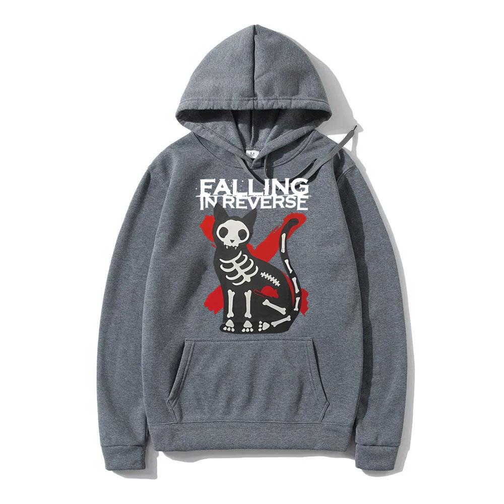 Falling In Reverse Cat Graphic Hoodie Men Women Gothic Casual Oversized Sweatshirt Men's Vintage Streetwear Male Cotton Hoodies