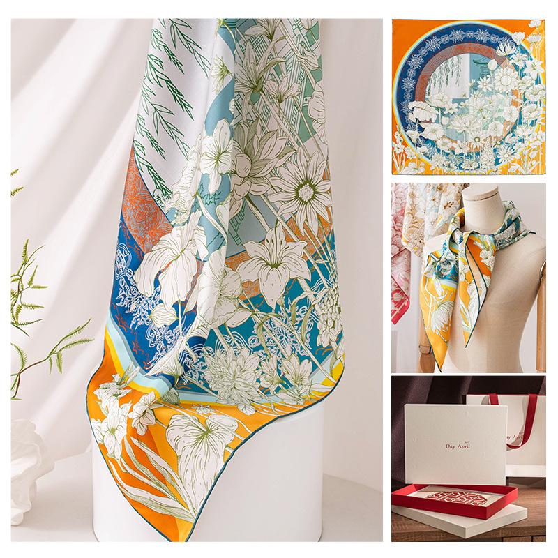 Summer new mulberry silk silk scarf women's outer scarf shawl square scarf versatile cross-border