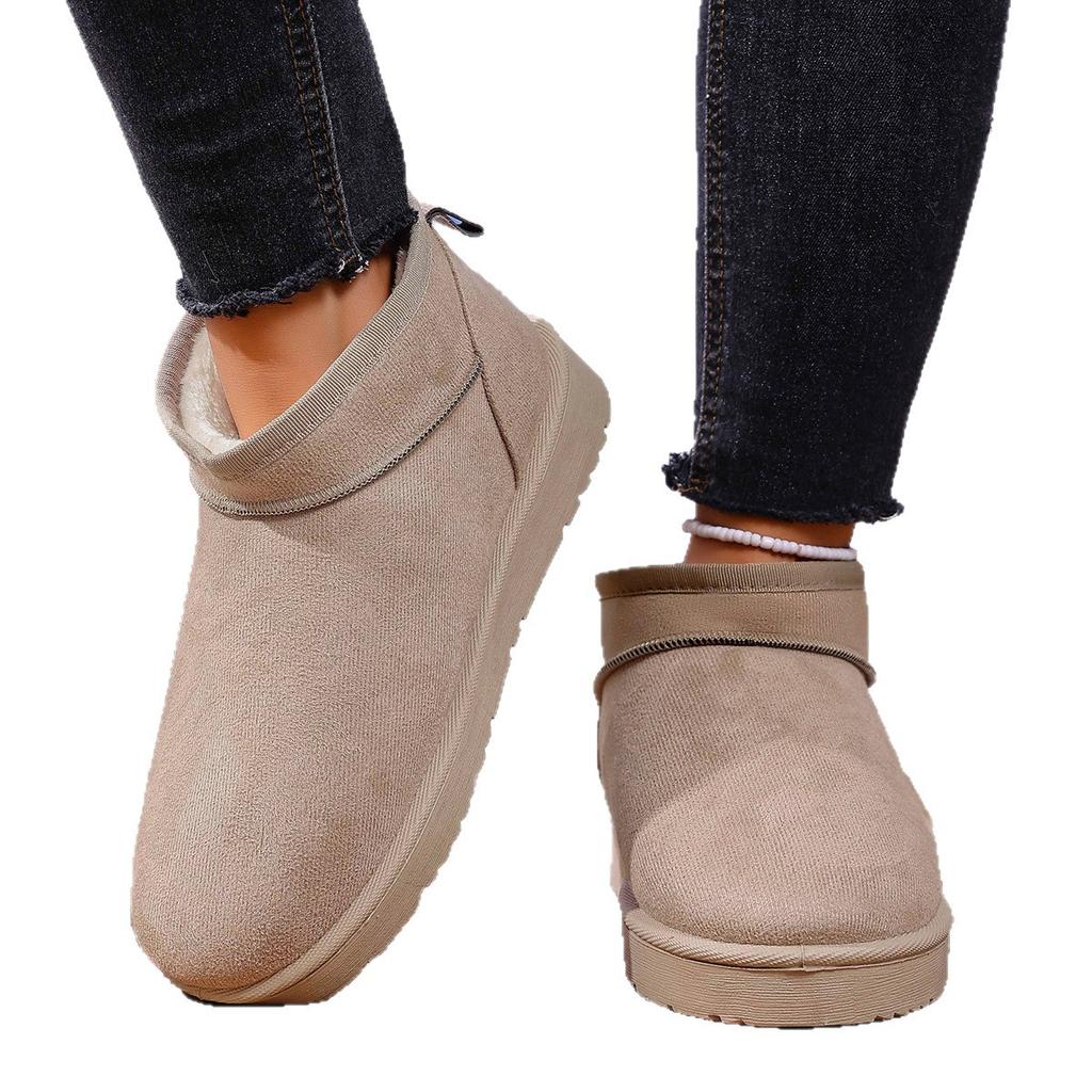 Large size snow boots women's new winter short boots flat-bottomed velvet thermal cotton shoes