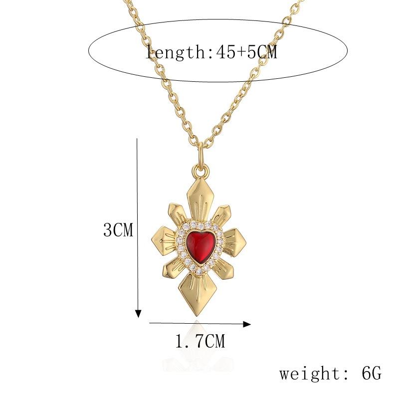 Love Wings Pendant Necklace for Women, European and American INS Fashion Versatile, Copper Plated Real Gold Zircon Drip Oil