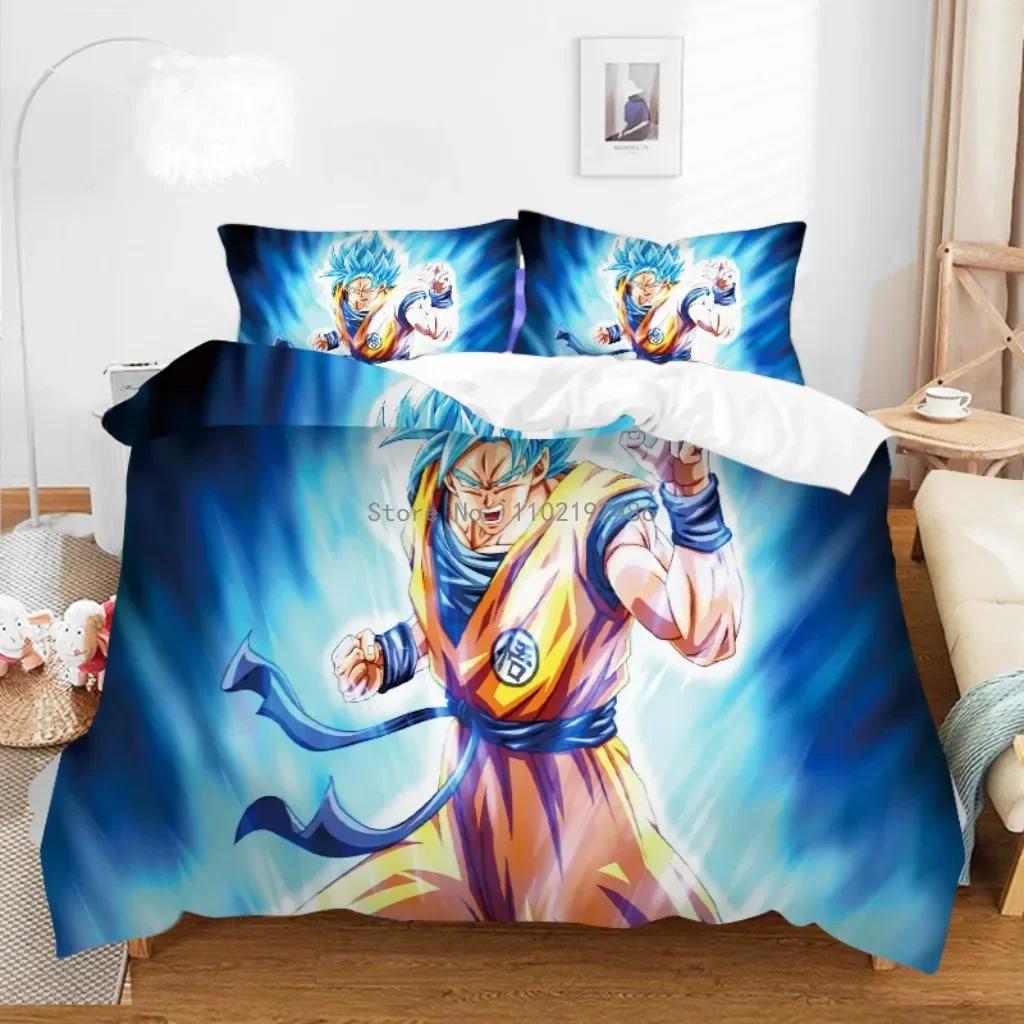 Son Goku Duvet Cover Set Boys' Dragon Ball Anime Cartoon Print Quilt Cover Bedding Suits For Adult Kids Friend G