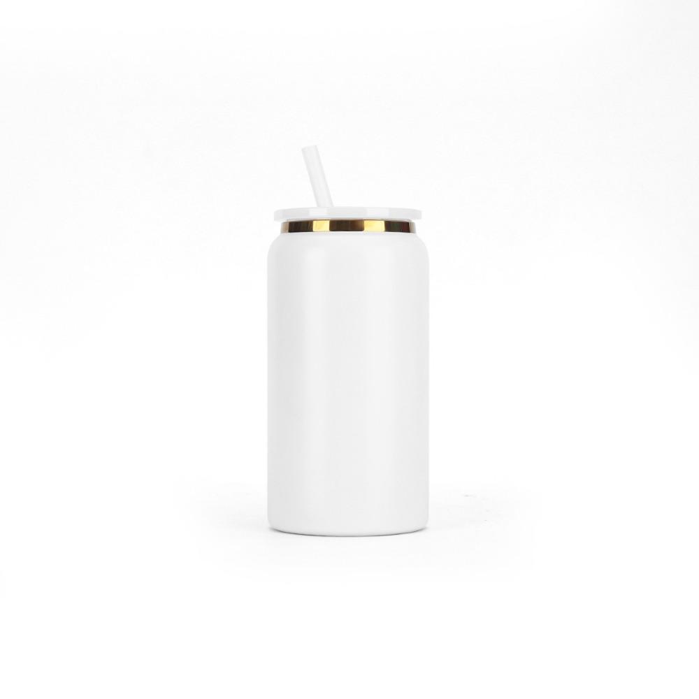 Stainless Steel 16oz Soda Can Cup Double-layer Gold Plated Tumbler Beer Cup Iced Coffee Mug High-capacity Vacuum Insulation Cup