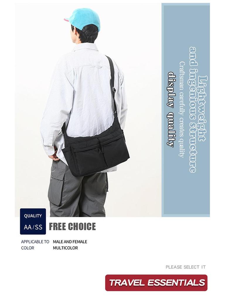 Unisex Large Capacity Multi-Pocket Crossbody Tote - Water-Repellent Workwear Style Shoulder Bag