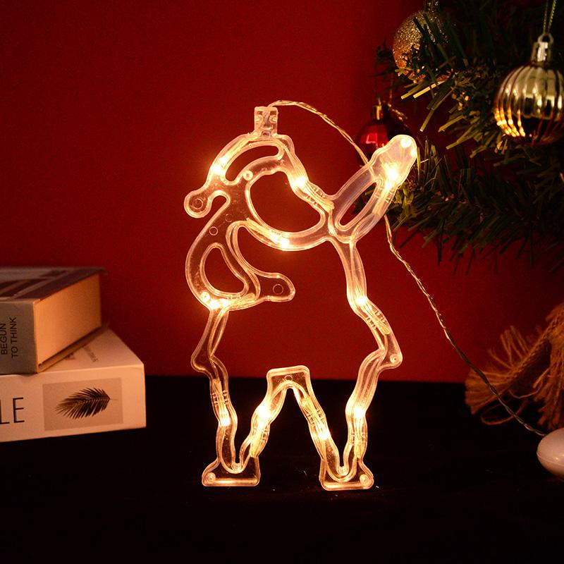 Christmas LED Light Snowflake Santa Deer Hanging Sucker Lamp Window Ornaments Decoration for Home Navidad 2023 New Year Decor
