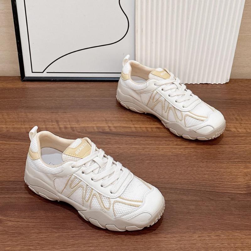 Mesh breathable thick bottom women's summer new leather color matching feet small sports and leisure