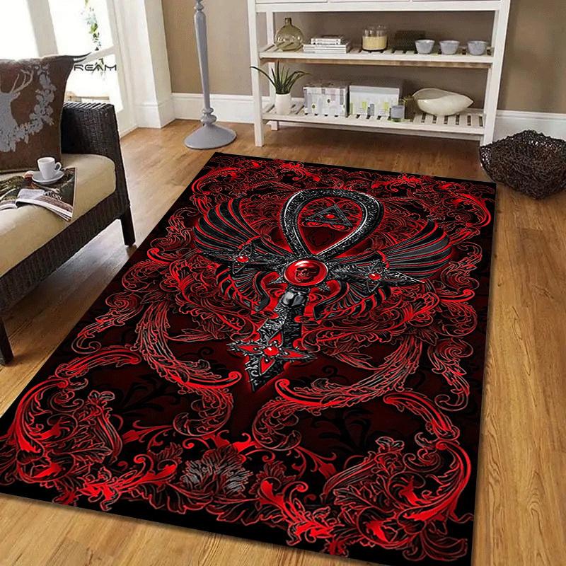 1pc Mysterious Skull Print, Design Indoor Area Rug - Soft, Anti-Slip, and Durable Gaming Room Decor for Bedroom, Living Room