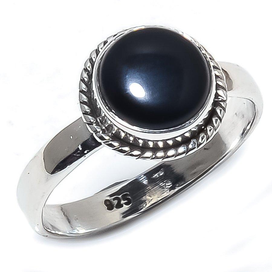 Natural Black Onex Gemstone Handmade 925 Sterling Silver Jewelry Ring S.7 n9J40