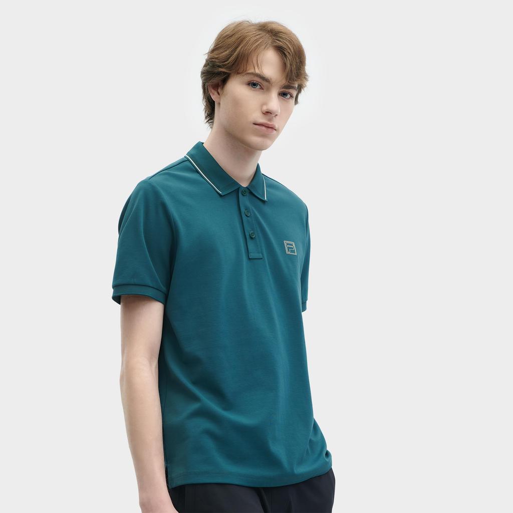 Fila Heritage Series Knitted Short Sleeve Polo Shirt Men Tops Wanshan-Green F11M428119FDG