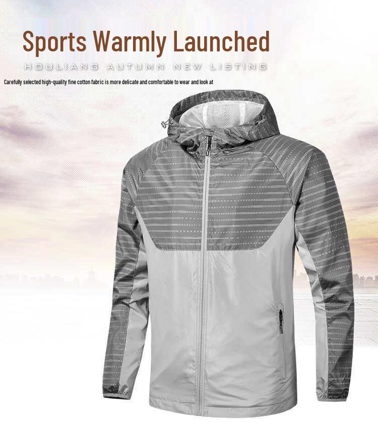 Jachetă Windbreaker cu Glugă pentru Bărbați pentru Alergare - Ușoară, Rezistentă la Vânt și Ideală pentru Primăvară și Toamnă.