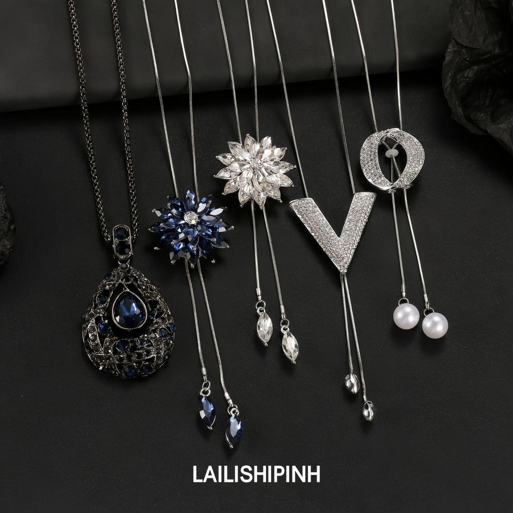Luxury Non-Fading Korean Fashion Sweater Necklace: Autumn/Winter Women's Niche Design Pendant