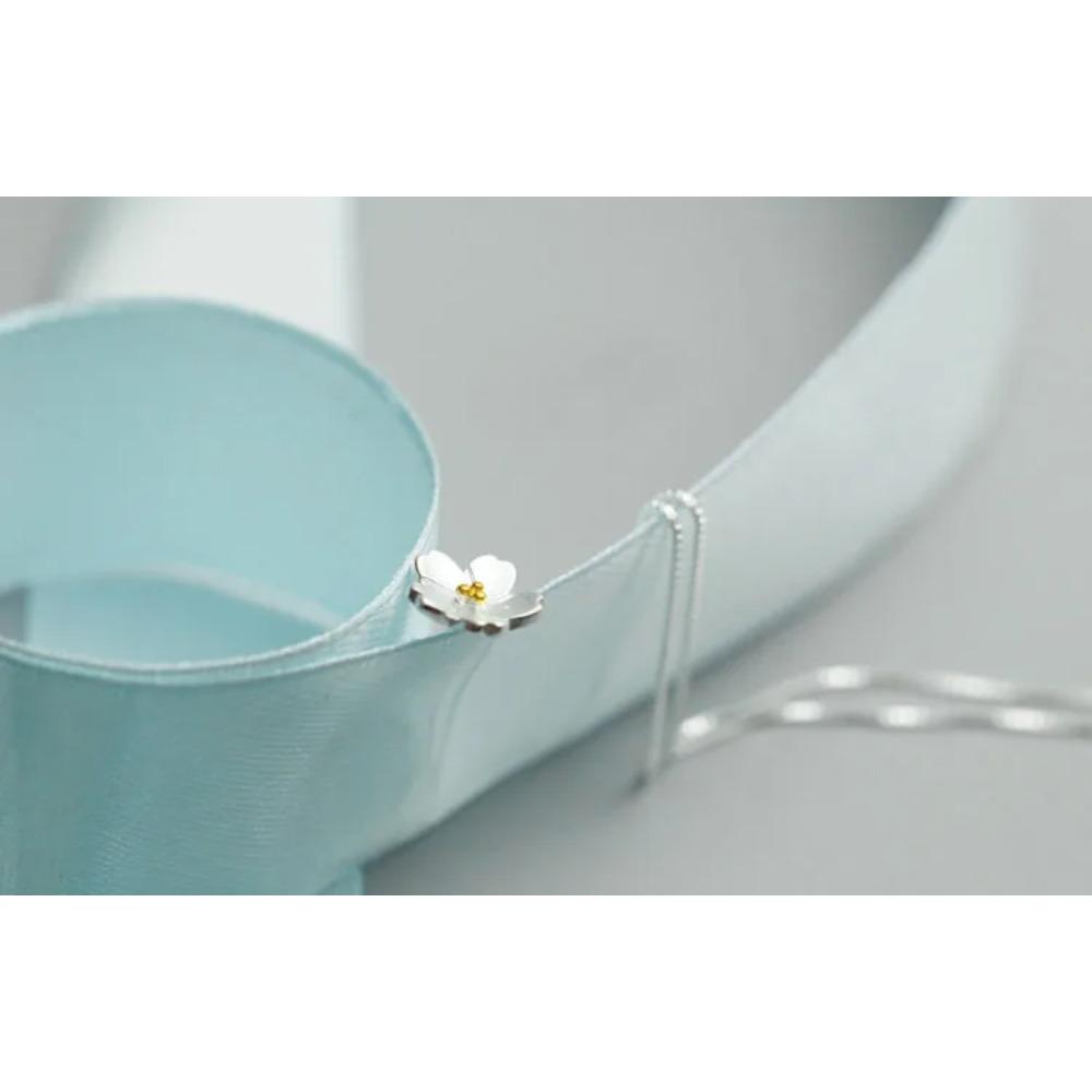 925 Silver Cherry Blossom Necklace For Women Fashion Jewelry Gift Elegant Pendant