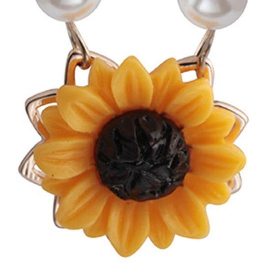 Faux Pearl Sunflower Pendant Exquisite Lightweight Stainless Neck Decoration Jewelry Holdiay Gift Lady