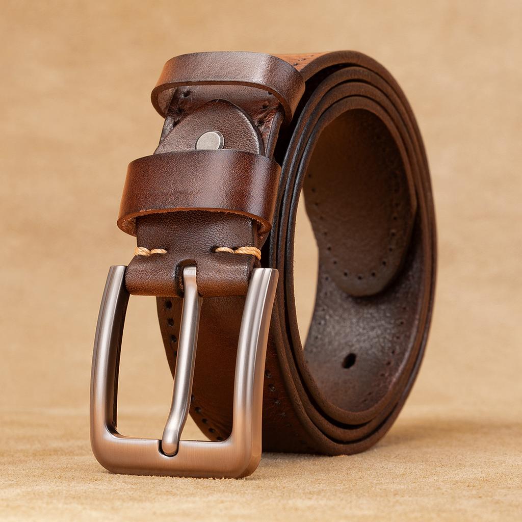 Belt Men'S First Layer Cowhide Tree Paste Leather Pin Buckle Men'S Belt Genuine Leather Retro Casual Pants With Men'S Models