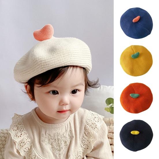 

Детская шапка вязаный берет с декором в форме сердца с плоским верхом эластичная опора для фото толстая ветрозащитная теплая холодостойкая детская шапка художника зимне-осенняя шапка