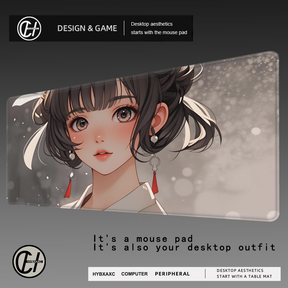 HYBXAXC Kawaii Anime Girl HD Desk Mat Xcm Gamer Mouse Pad Japanese Oni Mask Suture Edge Mice Mat Company Table Pad For Gift