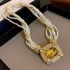 Collana Draweye Perle Stile Francese per Donna Geometrico Vintage Strass Collares Para Mujer Elegante