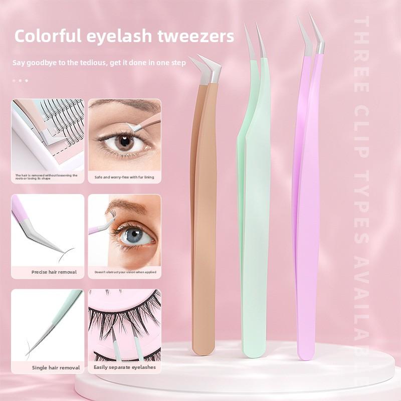 3pcs/set Eyelash Tweezers, Eyelash Curlers Clip, Grafting Curlers False Eyelashes Tweezer, Eyelash Beauty Tools