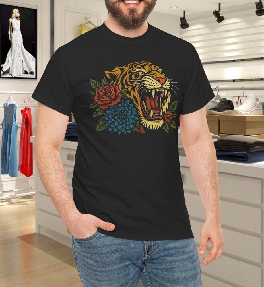 Roaring Tiger With Roses TShirt
